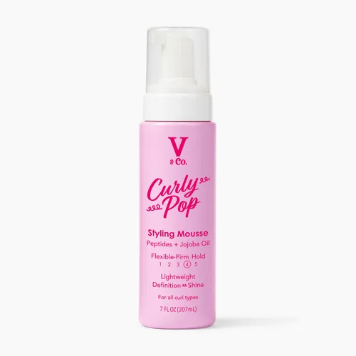 V&Co. Beauty Curly Pop Curl Defining Mousse – Curl Mousse for Curly Hair, Anti Frizz & Moisturizing Hair Care with Peptides & Jojoba Oil, 6 oz