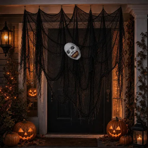 Vista 5 de UQJE Máscara sonriente aterradora, disfraz de Halloween de demonio