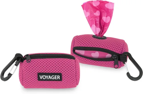 Vista 20 de Best Pet Supplies Paquete de 2 soportes para bolsas de excrementos de perro, con clip de correa, bolsa dispensadora de malla reutilizable