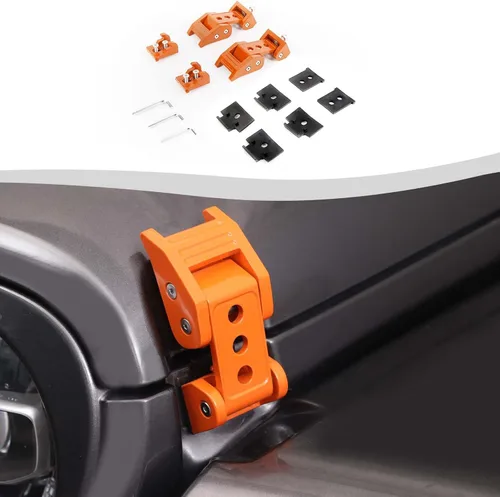 Vista 7 de Juego de pestillo de capó de acero inoxidable Compatible con Jeep Wrangler JK JKU 2007-2018/para Jeep Wrangler JL JLU 2018-2025 y Jeep Gladiator JT