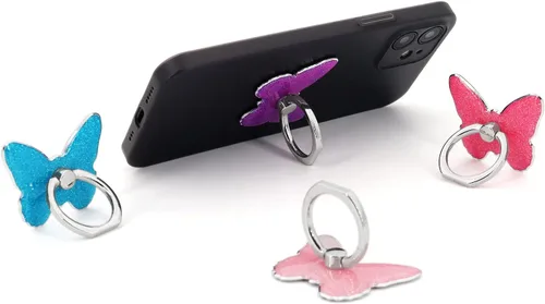 Vista 2 de LaMignonne Soporte de anillo para teléfono celular, soporte de agarre de anillo de dedo de mariposa, rotación de 360°, giro de 180°, soporte