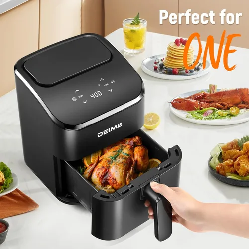 Vista 2 de DEIME - Freidora de aire pequeña digital de 2.8 cuartos de galón, compacta y que ahorra espacio, para hornear, recalentar, asar para comidas rápidas
