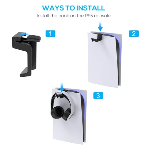 Vista 5 de Klipdasse Headset Stand for PS5 Console, Headset Holder for PlayStation 5 Accessories PS5 Stand Accessories Black