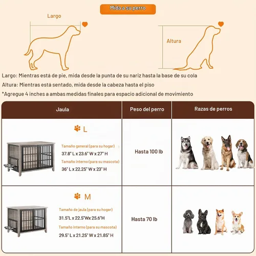 Vista 8 de Lulive Muebles para jaula para perros, 37.8 pulgadas de largo x 23.6 pulgadas de ancho x 27 pulgadas de alto, gris