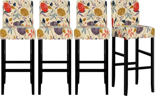 Vista 43 de Lellen Juego de 2 fundas para taburetes de bar, fundas jacquard para taburetes de bar, fundas deslizables elásticas para taburetes de bar