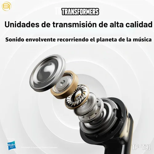 Vista 5 de Transformers Auriculares T31, auriculares inalámbricos Bluetooth para juegos con micrófono, auriculares de baja latencia en los oídos, cancelación