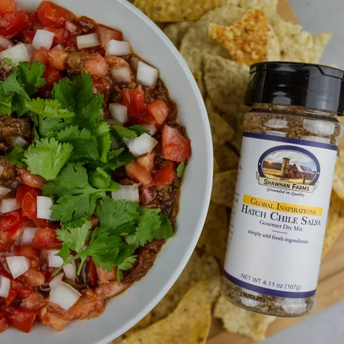 Vista 4 de Shawhan Farms Hatch Chile Salsa Starter Mix – Sin OMG – Mezcla de condimentos auténticos calientes y dulces – Just Add Tomates – Tarro de 4.11 onzas