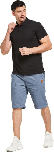 Vista 23 de JustSun Pantalones cortos para hombre, estilo casual, de algodón, con cintura elástica y bolsillos Negro