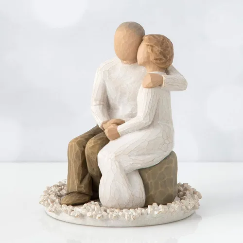 Vista 3 de Willow Tree Anniversary - Decoración para tartas esculpida pintada a mano Cast from a Susan Lordi Original Carving, Carved Flower Base, Lead-Free
