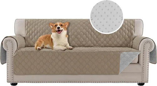Vista 8 de PrinceDeco Funda para silla, resistente al agua, lavable, parte trasera de goma antideslizante, protector de muebles para mascotas (Sillón, negro)