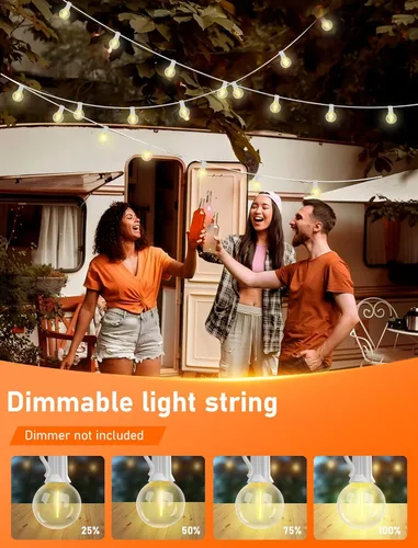 Vista 13 de 25ft Outdoor Christmas LED String Lights,G40 Frosted White Globe Lights with 27pcs Plastic Bulbs,Round Bulb Christmas Lights for Indoor/Outdoor
