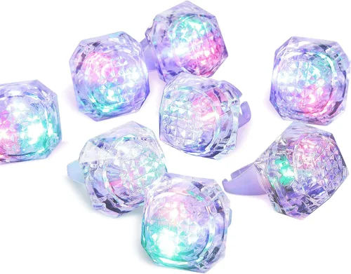 Hicarer LED Light up Rings Bachelorette Flashing Party Favors Plastic Diamond Glow in The Dark Ring for Birthday Wedding Bridal Shower Party