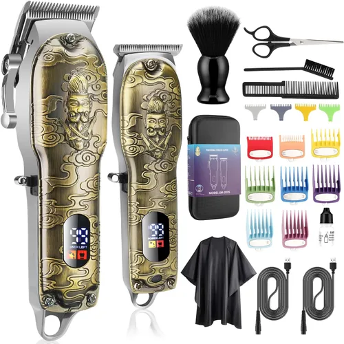 Karrte Cortadora de pelo profesional para hombres, juego de cortapelos para barba, recortadora de barba, kit de corte de pelo inalámbrico con