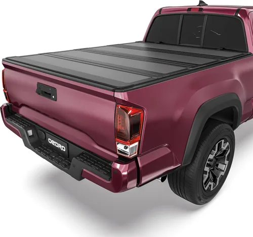 Vista 19 de oEdRo - Cubierta suave de tres pliegues para plataforma de camioneta, compatible con Toyota Tacoma 2005-2015 con plataforma Fleetside de 5 pies