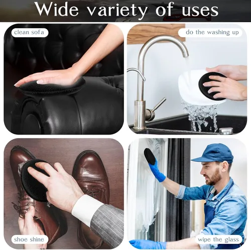 Vista 3 de Tanlade 50 almohadillas de microfibra para detalles de automóvil, aplicador de cera, almohadillas de microfibra de lavado, 5 pulgadas de diámetro