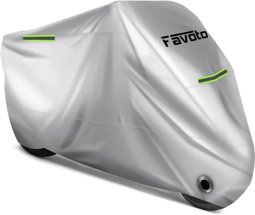 Vista 11 de Favoto - Funda impermeable para motocicleta, universal, duradera, reflectante, protección para cualquier temporada, con orificios de seguridad