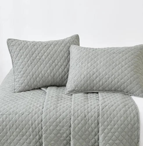Vista 3 de Chezmoi Collection Pucker - Juego de edredón de 3 piezas, tamaño Queen, color gris, de microfibra suave, ligera, acolchada con diamantes, juego