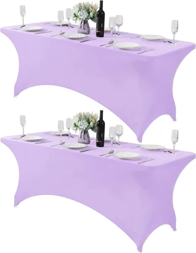 Vista 161 de Mantel de elastano para mesa de 4, 6 o 8 pies, mantel elástico universal ajustable para fiestas, banquetes, bodas y eventos, color fucsia