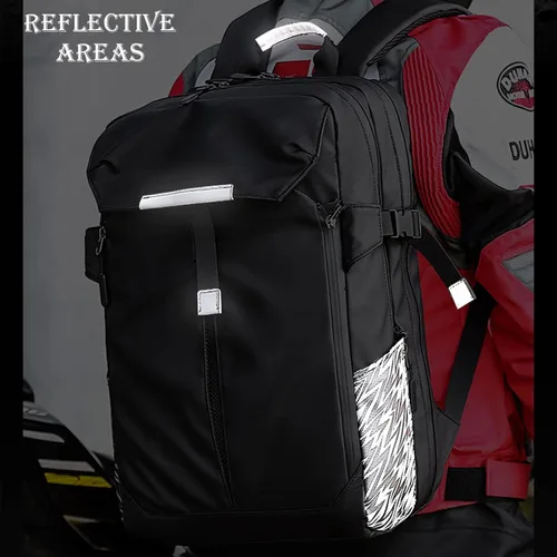 Vista 6 de Bolsa de cola de motocicleta, bolsa de asiento, bolsa de casco impermeable de doble uso para motocicleta, soporte, Grande, Mochila