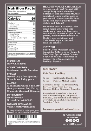 Vista 2 de Semillas de chía Healthworks de 3 libras y 6 libras