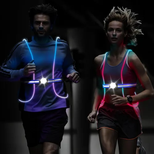 Vista 6 de LED Reflective Running Vest Lights for Runners, Running Lights with Front Light, Safety USB Rechargeable Reflective Night Lights For Men/Women