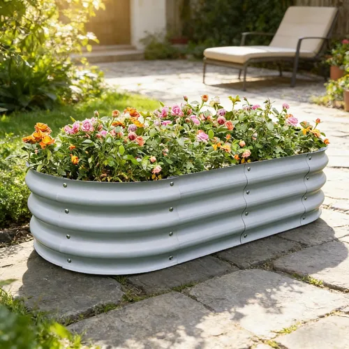 Vista 31 de GARDMAX 2x2x1FT Galvanized Round Raised Garden Bed Kit, Metal Planter Boxes Outdoor with Easy Assembly, Large Garden Bed for Vegetables, Fruits