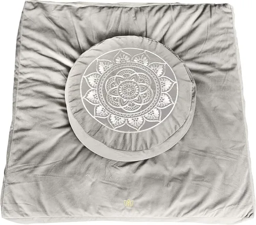 Vista 12 de Florensi - Cojín de meditación de terciopelo gris para yoga