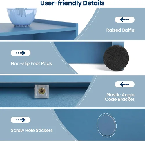 Vista 7 de Estantería de 3 niveles, estantería moderna con 8 cubos de almacenamiento, estantes de almacenamiento de madera, estantes pequeños para espacios