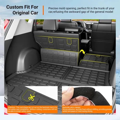 Vista 2 de powoq Alfombrilla de carga y respaldo compatibles con Toyota RAV4 2013-2017 Alfombrilla para maletero y respaldo