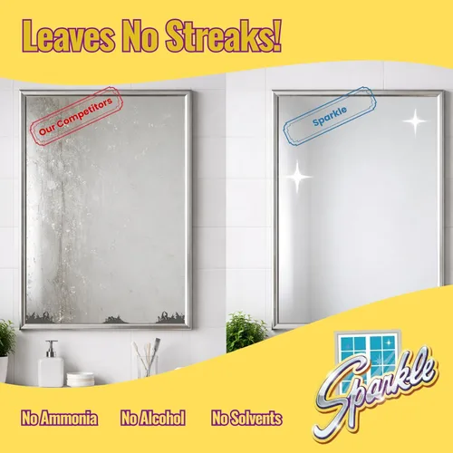 Vista 8 de Sparkle Botella de repuesto para limpiador de vidrio, fórmula original sin amoníaco, limpiador de vidrio resistente, sin dejar rayas, botella