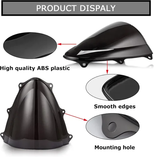 Vista 3 de PSLER Parabrisas de doble burbuja para Suzuki GSXR600 GSXR750 K11 2011-2023 Negro