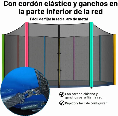 Vista 8 de Red de trampolín, repuesto de red de trampolín redonda premium de 10 a 16 pies