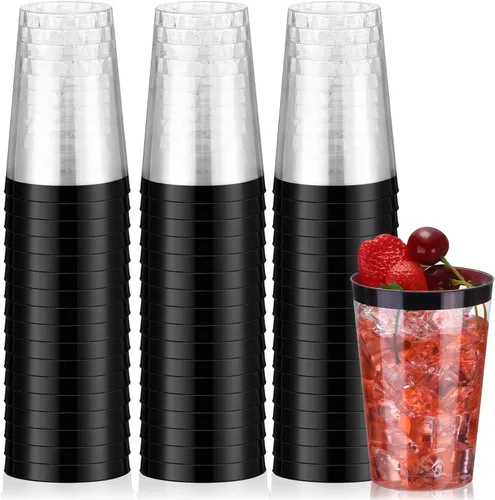 Norme 50 vasos desechables de plástico negro de 12 onzas