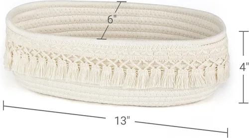 Vista 8 de Dahey Cesta tejida de macramé para almacenamiento de inodoro y 1 paquete de decoración de pared de baño de granja para baño, cuarto de servicio