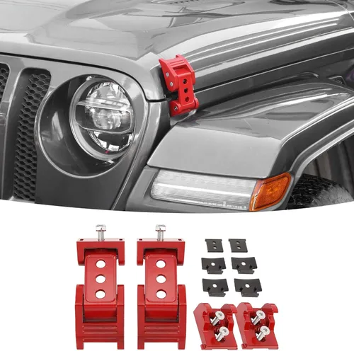 Vista 8 de Juego de pestillo de capó de acero inoxidable Compatible con Jeep Wrangler JK JKU 2007-2018/para Jeep Wrangler JL JLU 2018-2025 y Jeep Gladiator JT