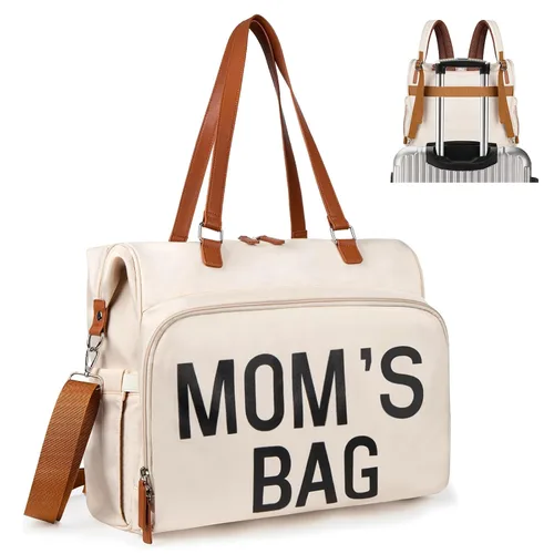 Pripher Bolsa de pañales, bolsa de mamá para hospital, bolsa de pañales para bebé, bolsa de hospital de gran capacidad para trabajo y parto, Blanco,