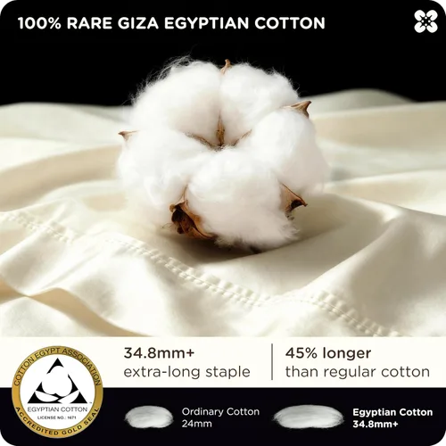 Vista 2 de Bedsure Sábanas 100% GIZA de algodón egipcio, juego de ropa de cama tamaño Queen certificado CEA, tejido satinado, fresco y suave como la seda