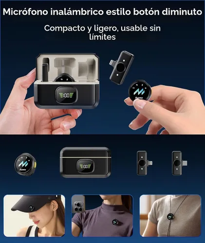 Vista 8 de Micrófono Lavalier inalámbrico para teléfonos iPhone y Android, micrófono