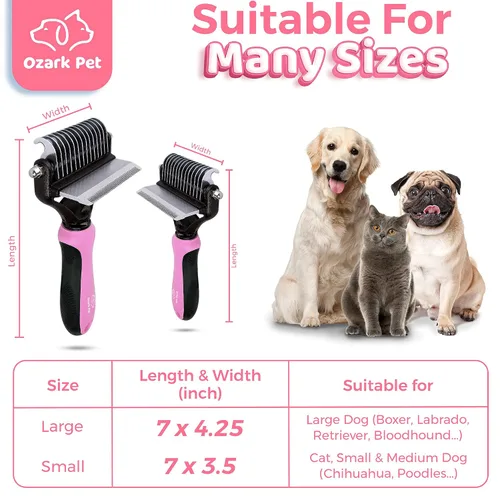 Vista 7 de Kit de cepillo y guante de aseo para perros, rastrillo de doble cara de 22 87 dientes y peine desmenuzador para perros y gatos, herramientas de aseo