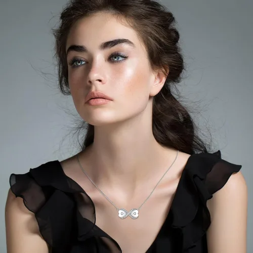 Vista 4 de Collar de plata de ley con doble urna de infinito para mujer collares de cremación de doble corazón, joyería con dos cenizas, colgante de recuerdo