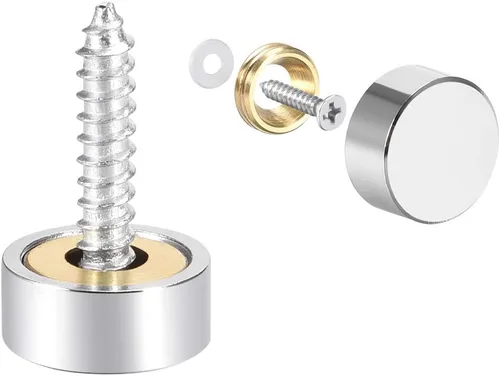 Vista 10 de uxcell Tornillos de espejo tapas decorativas cubierta clavos acero inoxidable pulido 0.394 in 8pcs