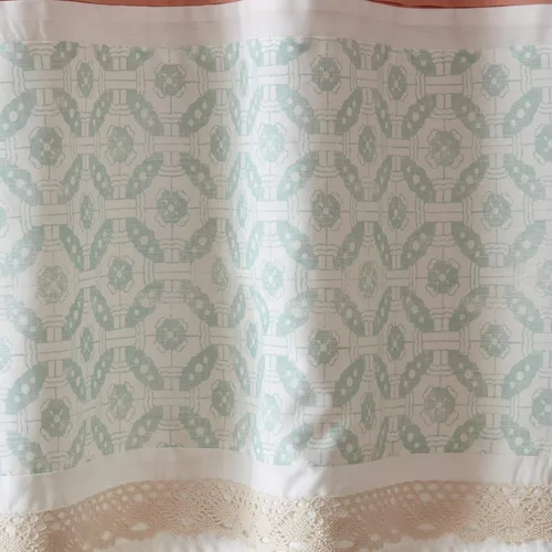 Vista 5 de Madison Park Dawn - Cenefa de ventana azul estampada, cenefas florales de algodón con bolsillo para barra, 50 x 18 pulgadas, verde azulado