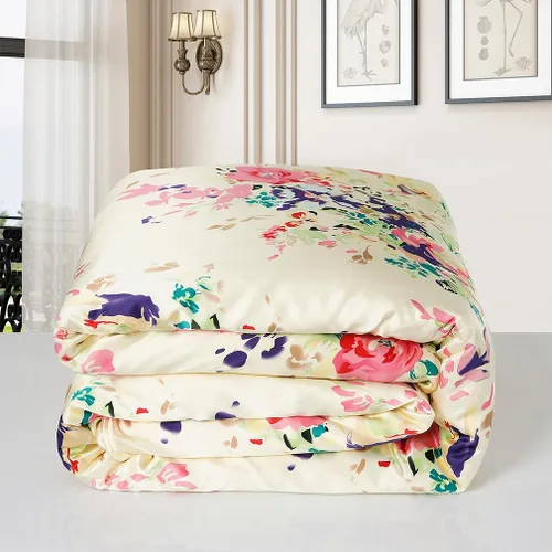 Vista 12 de Maxfeel 1 funda de edredón de seda de seda, funda de edredón, 100% seda de morera con estampado floral, seda Charmuse, Multiclolr Queen Cal.King, #08