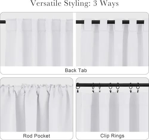 Vista 5 de PONY DANCE - Cortinas opacas aisladas térmicamente, set de 2 cortinas opacas con bolsillo para barra pestaña trasera, paneles de cortinas opacas