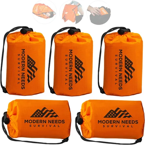 Vista 12 de MODERN NEEDS Emergency Sleeping Bag Survival – Thermal Blanket & Bivy Sack Emergency Bivy & Survival Blanket Outdoor Sleeping Bag & Hiking