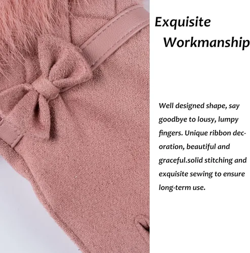 Vista 4 de Hysenm Women Winter Gloves With Touch Screen Fingers Warm Suede Gloves Texting Thermal Windproof Mittens for Driving Running