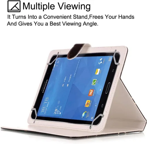 Vista 6 de NewShine - Funda universal de 7.0 pulgadas, diseño de mármol de flores de cuero sintético, plegable, con ranuras para tarjetas y bolsillo para 01