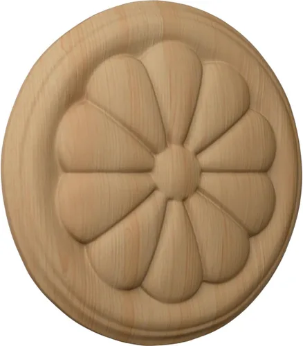 Vista 2 de Ekena Millwork ROS02X02REAL Roseta Redonda Reese, 2 3/4"W x 2 3/4"H x 1/4"P, Aliso