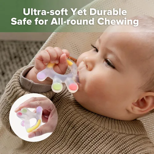 Vista 5 de Haakaa Silicone Teether Combo - Baby Freezer Teething Toy - Soft Cold Teether - Soothe Teething Pain & Itching Gums - Perfect Size - Palm & Ferris