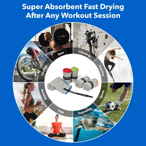 Vista 3 de Acteon Paquete de 5 toallas de microfibra para gimnasio, secado rápido, sin olor, secado rápido, superabsorbentes, de secado rápido para hombres